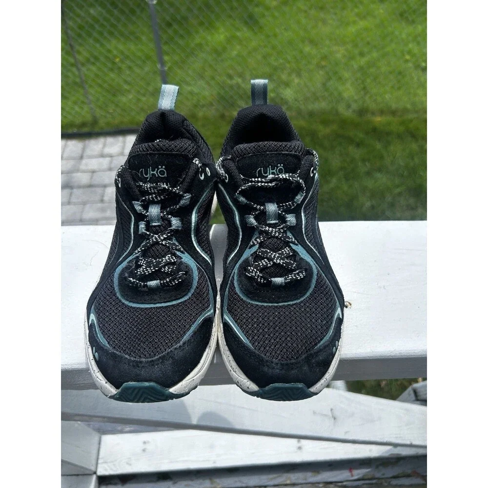 Ryka Sky Walk Trail Women’s Walking Shoes Black Teal Size 7M